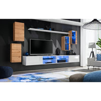 Set di mobili per salotto SWITCH XXV design, colore rovere e bianco.