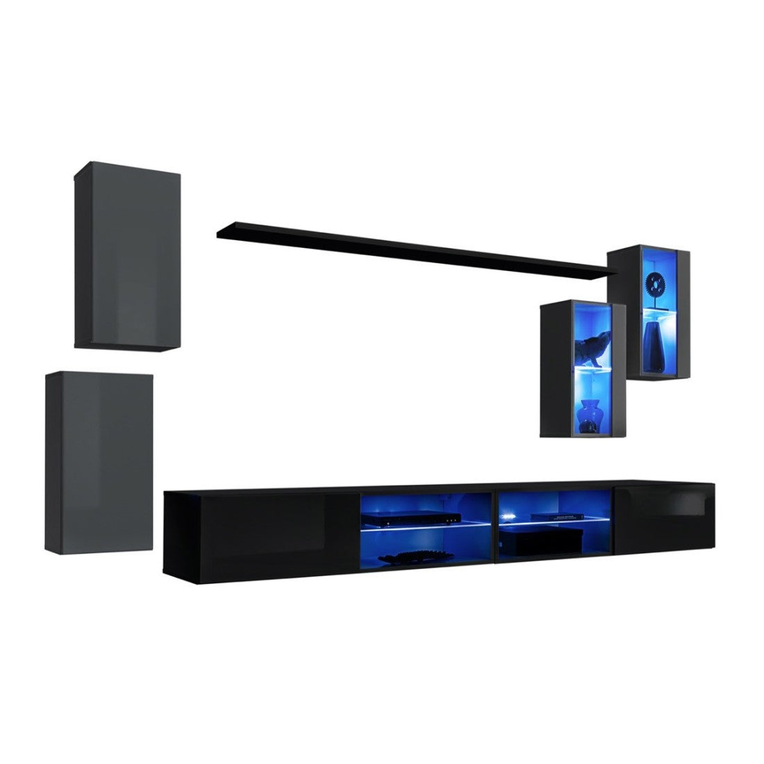 Set di mobili da salotto SWITCH XXV design, colore grigio e nero.