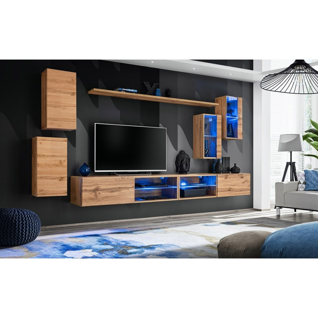 Set mobili da soggiorno SWITCH XXV – LED – Rovere – Design sospeso