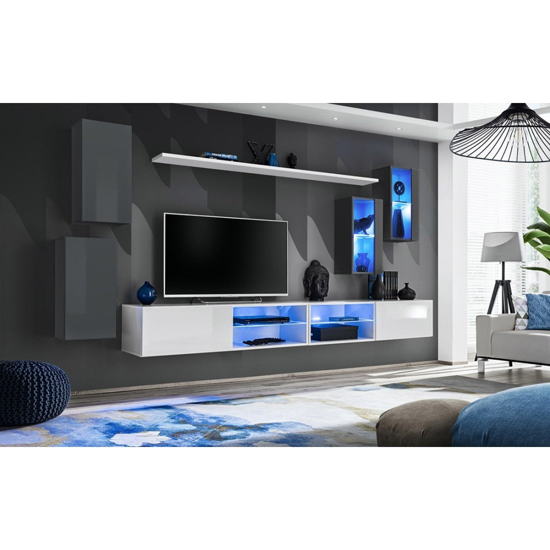 Set di mobili da salotto SWITCH XXV – LED – Grigio e Bianco – Design sospeso