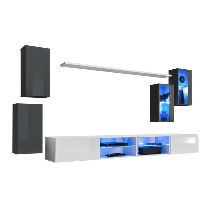 Set di mobili da salotto SWITCH XXV – LED – Grigio e Bianco – Design sospeso