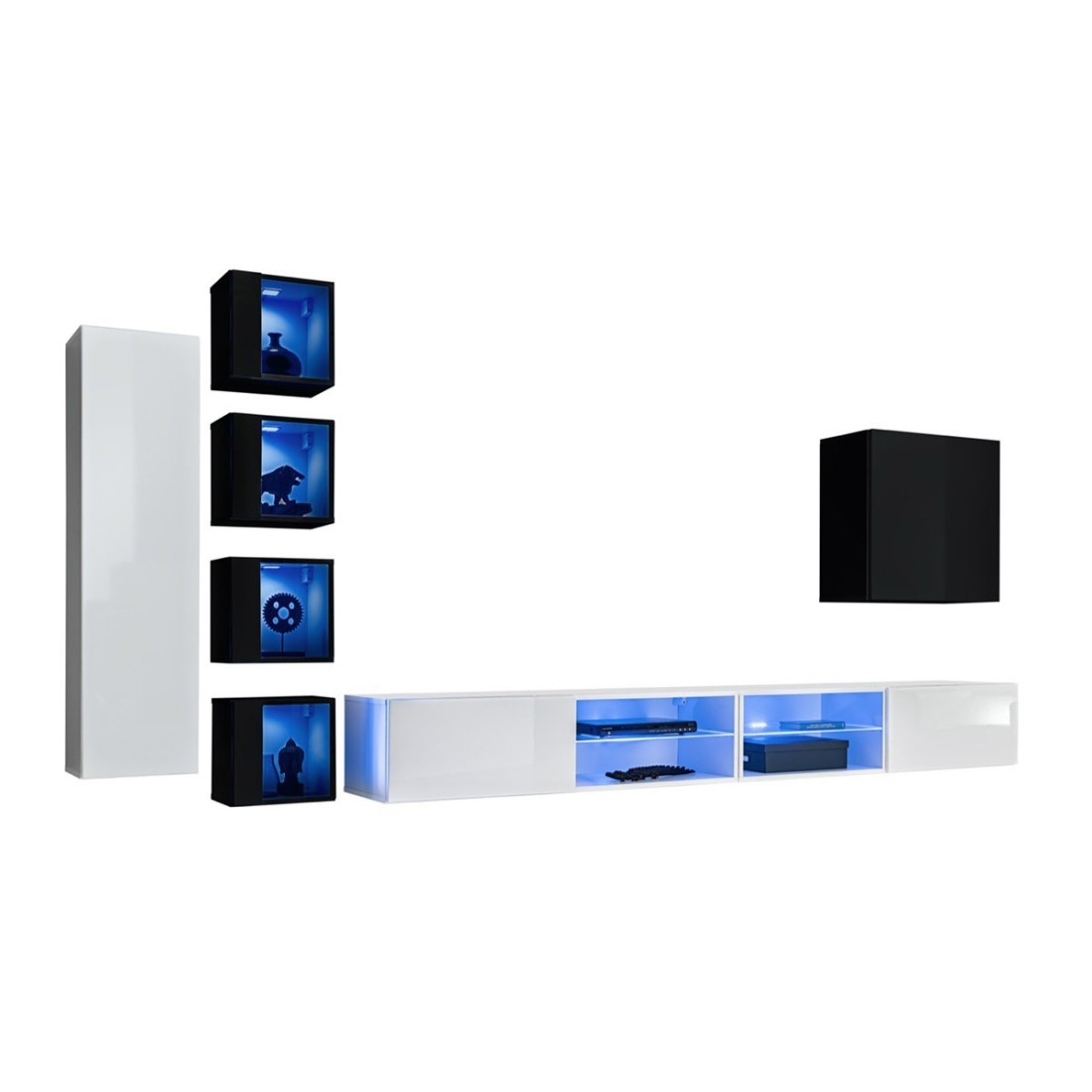 Set di mobili da salotto SWITCH XXVI, design, colore bianco e nero.