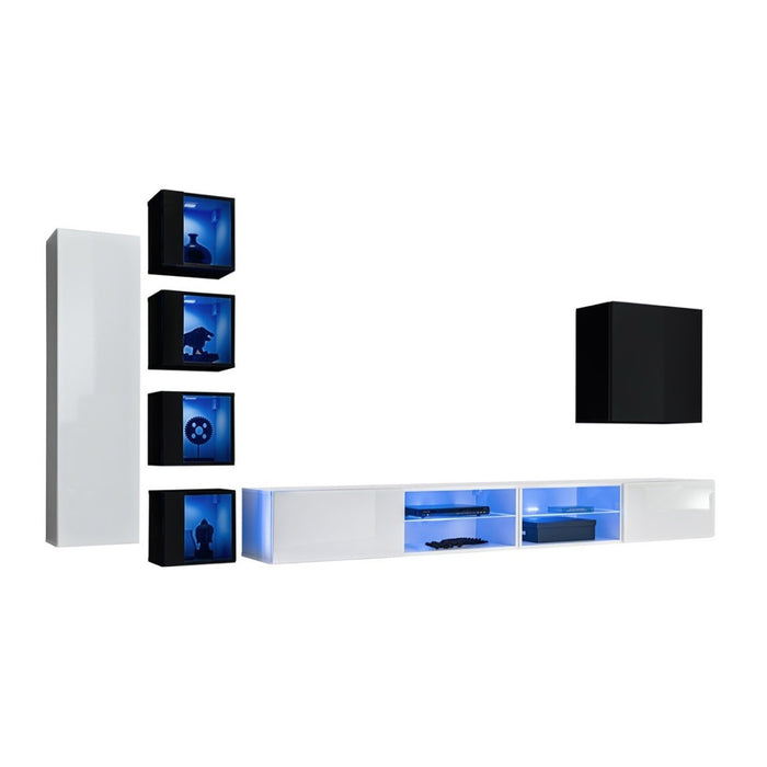 Set di mobili da salotto SWITCH XXVI, design, colore bianco e nero.