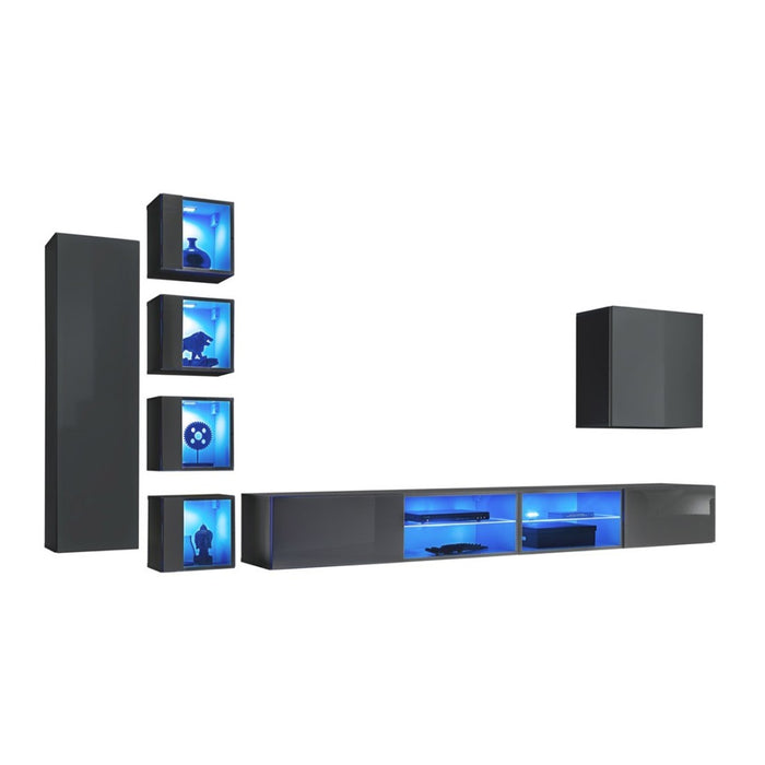 Set di mobili da salotto SWITCH XXVI, design, colore grigio lucido.