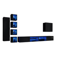 Set di mobili da salotto SWITCH XXVI, design, colore nero lucido.