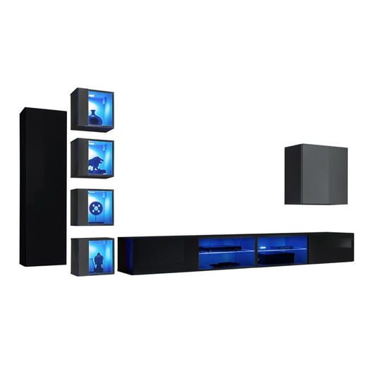 Set di mobili da salotto SWITCH XXVI design, colore nero e grigio.