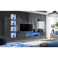 Set di mobili da soggiorno SWITCH XXVI – Grigio e bianco – LED integrati &amp sistema Push to Open