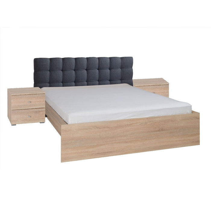 Set per camera da letto MAXIM. Letto matrimoniale 160x200 cm + cassetto + rete a doghe + due comodini.