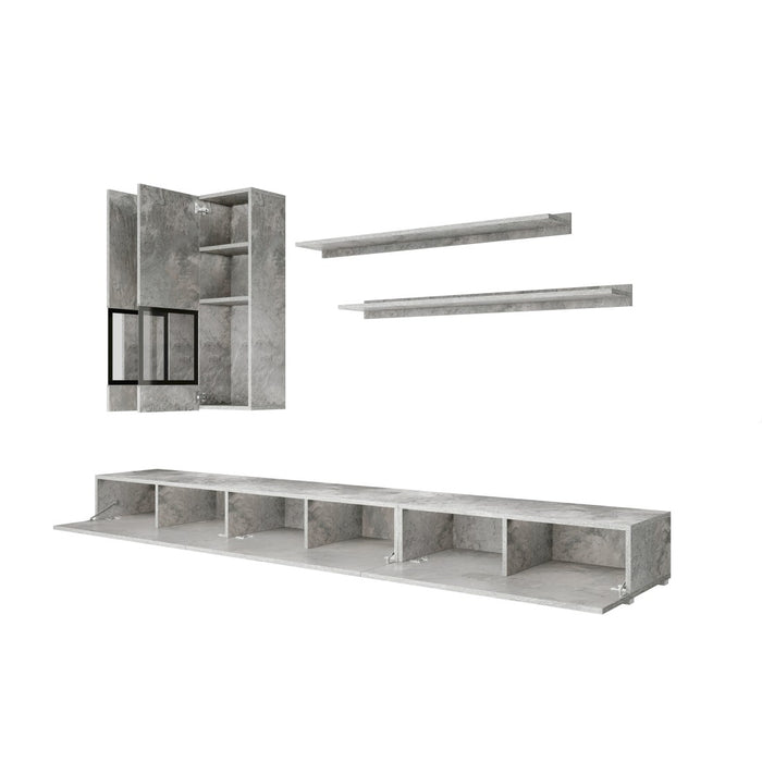 Set di mobili da salotto collezione RAMOS. Colore grigio effetto cemento.