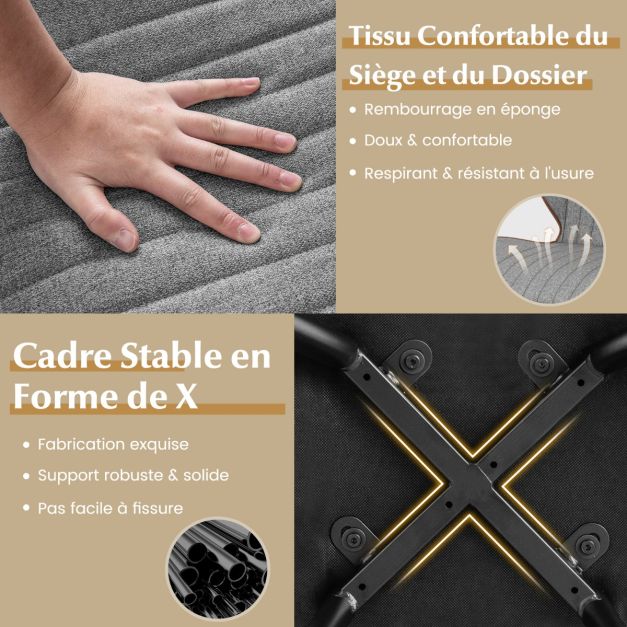 Set di 2 sedie da pranzo senza braccioli con comodo schienale curvo per soggiorno cucina camera da letto Grigio 20_0008458