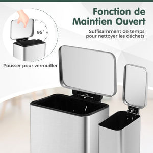 Set di due pattumiere a pedale da 40 e 6 litri in acciaio inox con secchi interni rimovibili argento 20_0008473