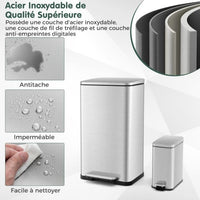 Set di due pattumiere a pedale da 40 e 6 litri in acciaio inox con secchi interni rimovibili argento 20_0008473