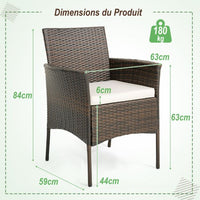 Set di 4 sedie da giardino in rattan sedie in rattan con morbidi cuscini robusta struttura in metallo braccioli curvi 20_0008465