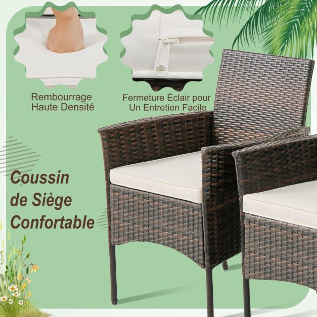 Set di 4 sedie da giardino in rattan sedie in rattan con morbidi cuscini robusta struttura in metallo braccioli curvi 20_0008465