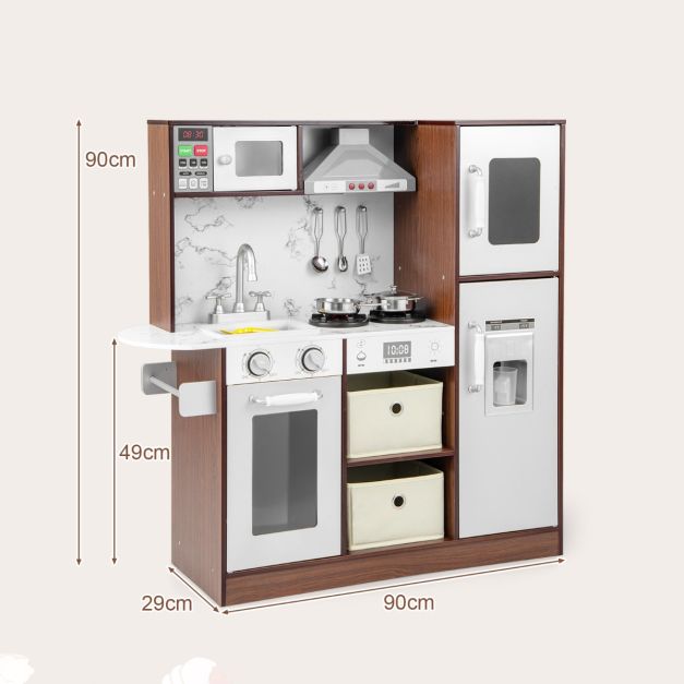 Giocattolo da cucina Luci e suoni attraenti Cappa Forno a microonde Macchina per il ghiaccio Lavagna Porta asciugamani per bambini dai 3 anni in su Caffè 20_0008376