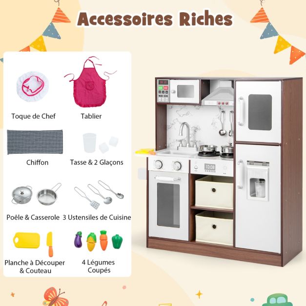 Giocattolo da cucina Luci e suoni attraenti Cappa Forno a microonde Macchina per il ghiaccio Lavagna Porta asciugamani per bambini dai 3 anni in su Caffè 20_0008376