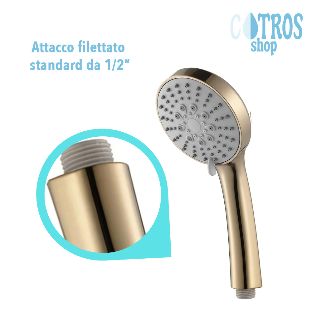 Doccetta oro lucido 3 getti ugelli sistema anticalcare