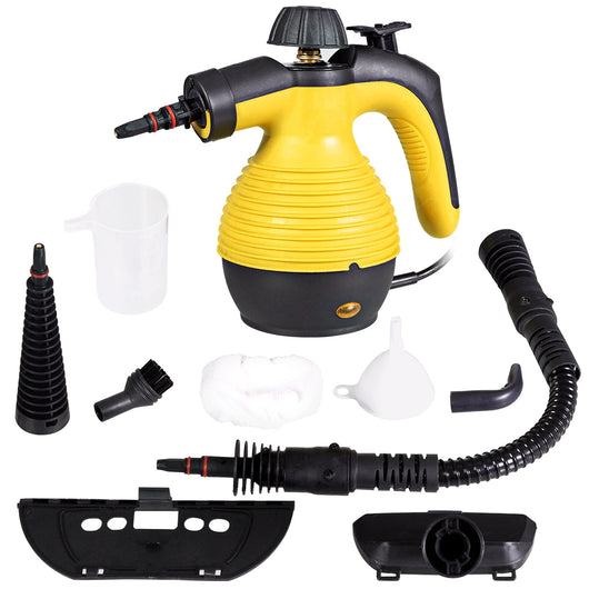 Pulitore a vapore manuale portatile 900-1050 watt tanica 350 ml 9 accessori giallo 20_0008941
