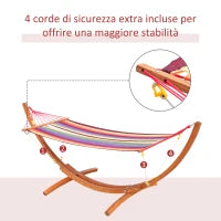 Amaca da Giardino con Supporto, Max 120kg, Legno, 320x118x120 cm