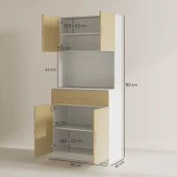 Credenza Cucina con Armadietti a 2 Ante e Cassetto, 80x40x180cm, Colore Legno