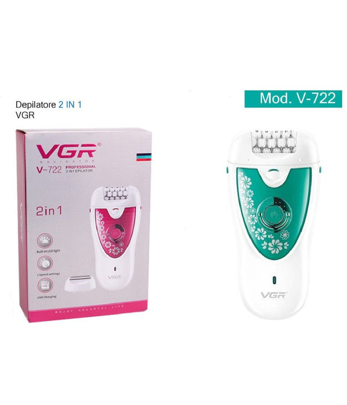 Epilatore Depilatore 2in1 Rasoio Professionale Elettrico Senza Fili Trimmer V722         