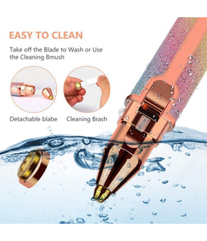 Epilatore Donna Ricaricabile 2in1 Per Viso E Sopracciglie Rasoio Elettrico Luce         