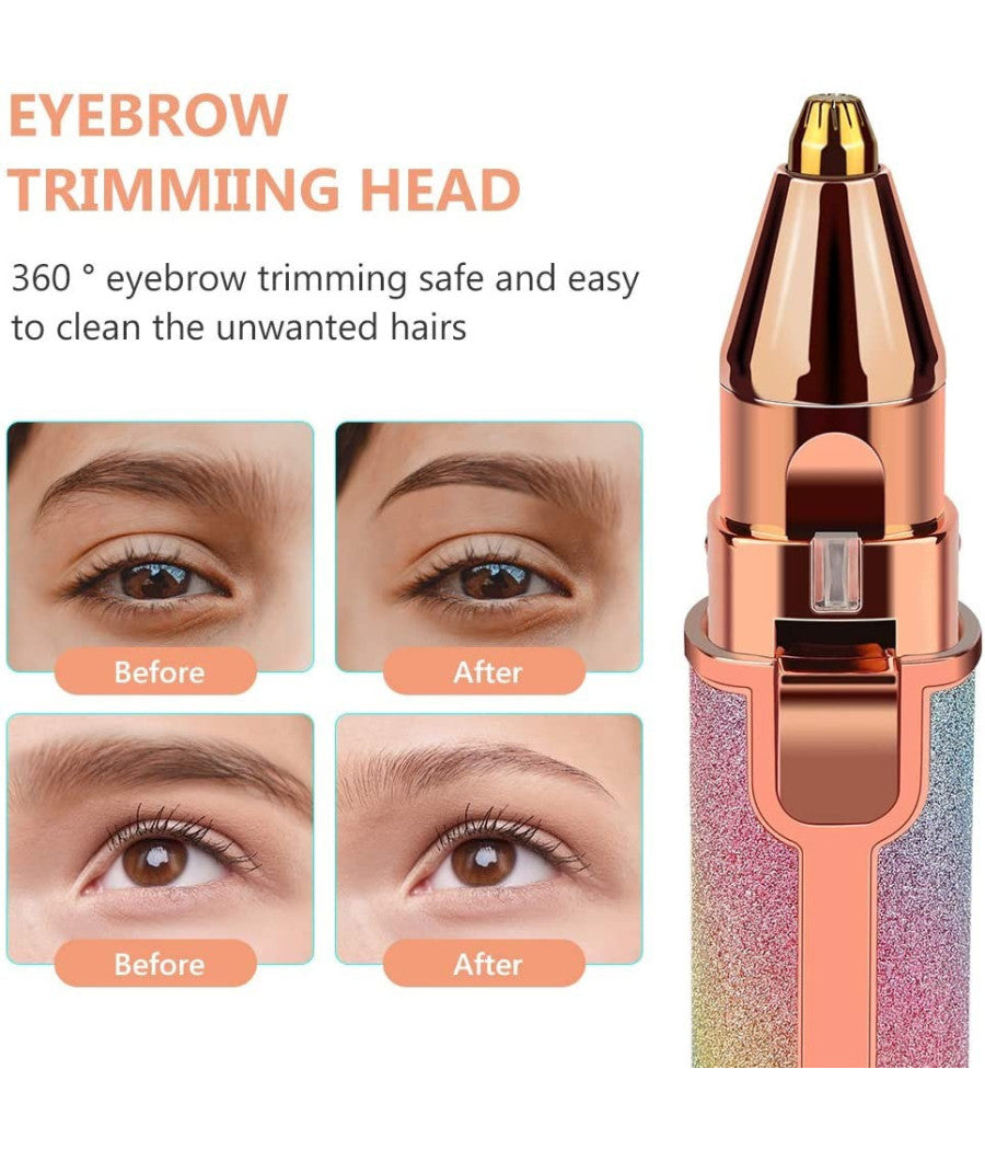 Epilatore Donna Ricaricabile 2in1 Per Viso E Sopracciglie Rasoio Elettrico Luce         
