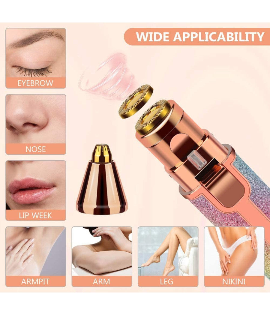 Epilatore Donna Ricaricabile 2in1 Per Viso E Sopracciglie Rasoio Elettrico Luce         