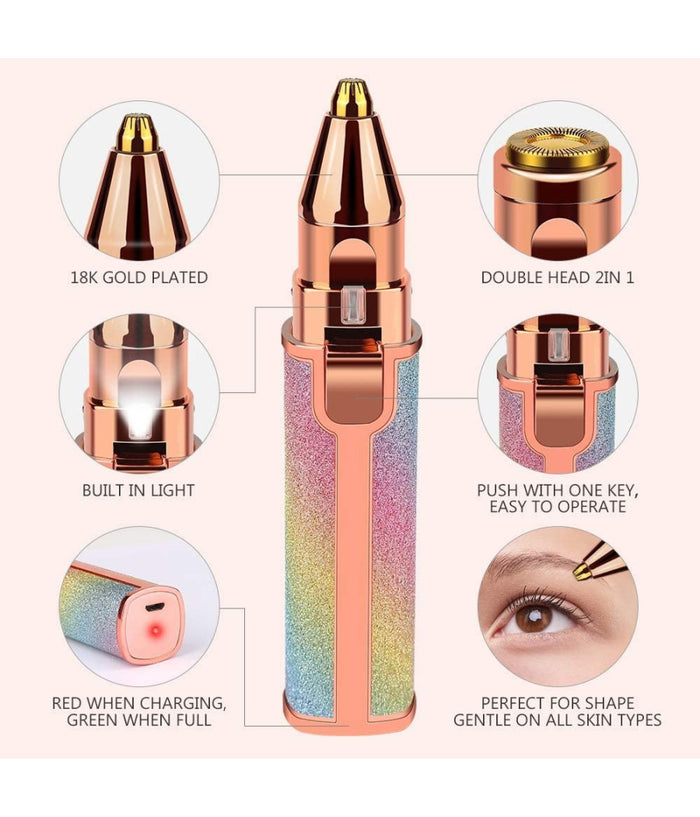 Epilatore Donna Ricaricabile 2in1 Per Viso E Sopracciglie Rasoio Elettrico Luce         