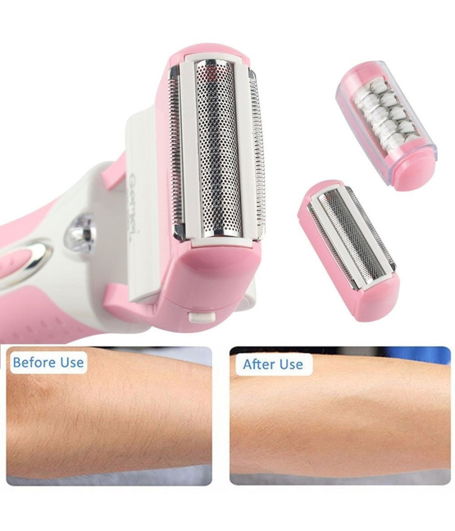 Epilatore Rasoio Elettrico Ricaricabile 3in1 Donna Corpo Pedicure Lima Gm-3052         