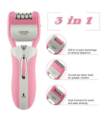 Epilatore Rasoio Elettrico Ricaricabile 3in1 Donna Corpo Pedicure Lima Gm-3052         