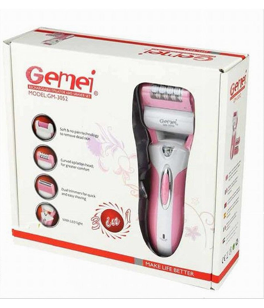 Epilatore Rasoio Elettrico Ricaricabile 3in1 Donna Corpo Pedicure Lima Gm-3052         