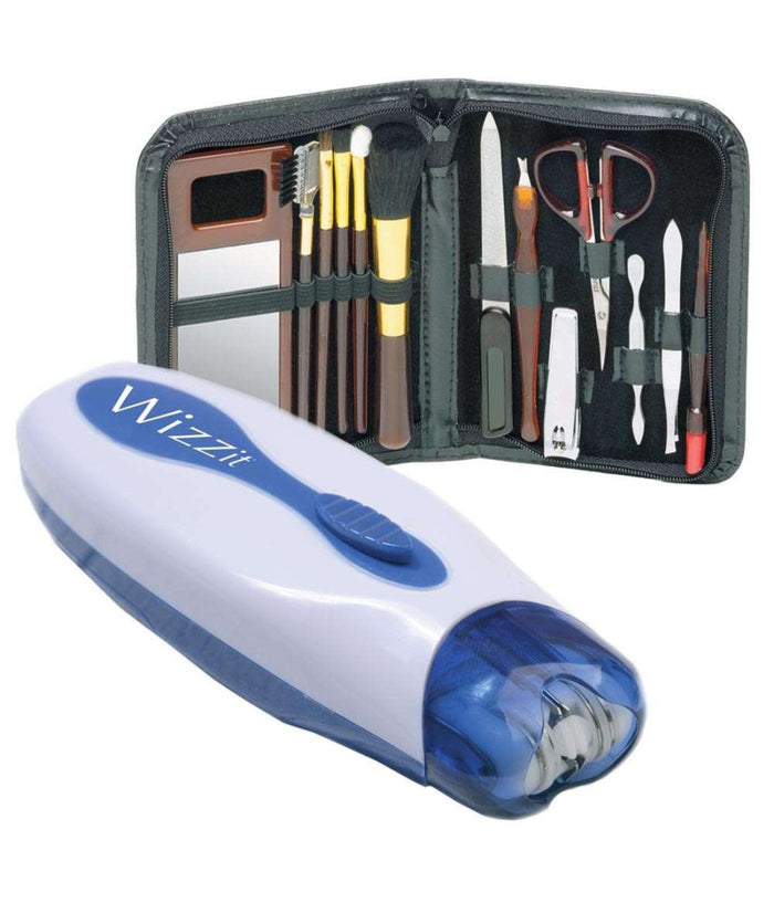 Epilatore Wizz It Portatile Wizzit Depilatore Donna Kit Manicure Con Astuccio         