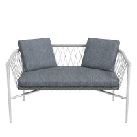 Set da Giardino in Rattan da 4 Pezzi, Funzione Dondolo, Cuscini per Sedute, Polirattan, Struttura in Metallo, Grigio