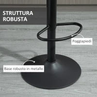 Set 2 Sgabelli da Bar con Schienale, Poggiapiedi e Altezza Regolabile Stile Industriale, Grigio