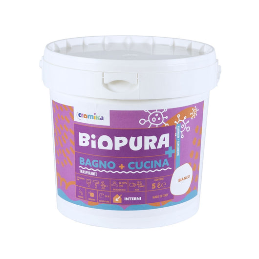 Idropittura traspirante antimuffa interni bagno cucina linea biopura cromika *** formato 5 lt, confezione 1