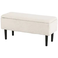 Panca in Stile Vintage, Panca per Scarpe, Spazio di Archiviazione Nascosto, Effetto Cachemire, Beige e Nero