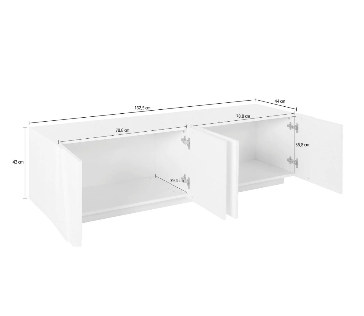  Mobili tv bianco 4 ante con disegni geometrici in finitura Bianco lucido, ZTCA38046321 