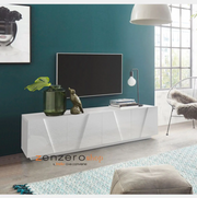  Mobili tv bianco 4 ante con disegni geometrici in finitura Bianco lucido, ZTCA38046321 