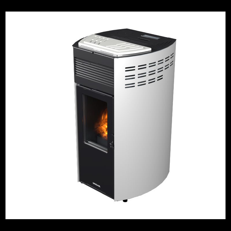 Erica stufa a pellet canalizzata 10,8kw in acciaio e ghisa bianco Lincar