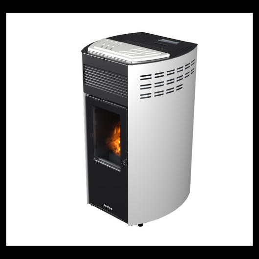 Erica stufa a pellet canalizzata 10,8kw in acciaio e ghisa bianco Lincar