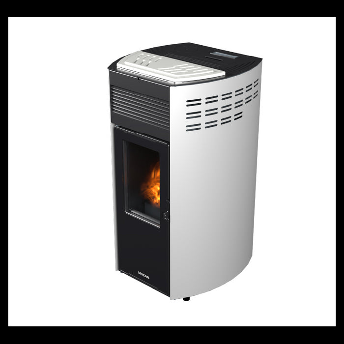 Erica stufa a pellet canalizzata 10,8kw in acciaio e ghisa bianco Lincar