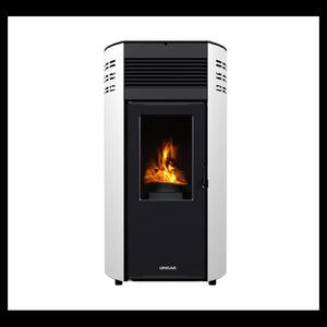 Erica stufa a pellet canalizzata 10,8kw in acciaio e ghisa bianco Lincar