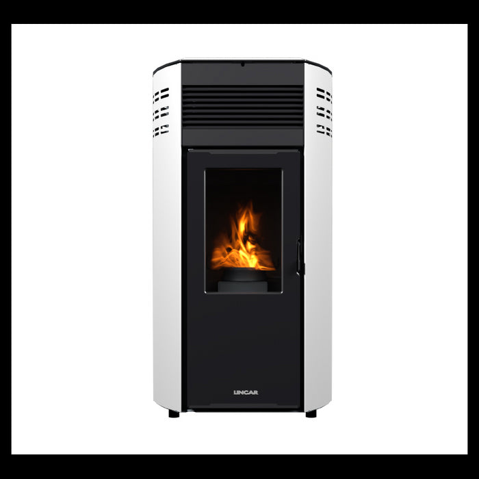 Erica stufa a pellet canalizzata 10,8kw in acciaio e ghisa bianco Lincar