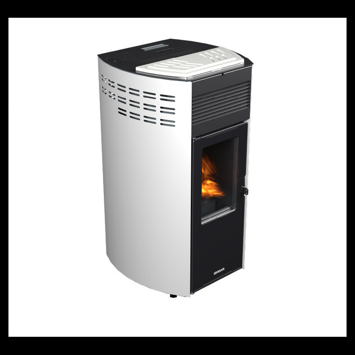 Erica stufa a pellet canalizzata 10,8kw in acciaio e ghisa bianco Lincar