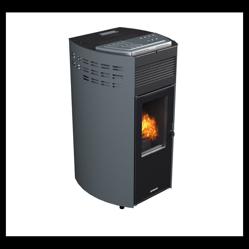 Erica stufa a pellet ventilata 10,8kw in acciaio e ghisa grigio Lincar