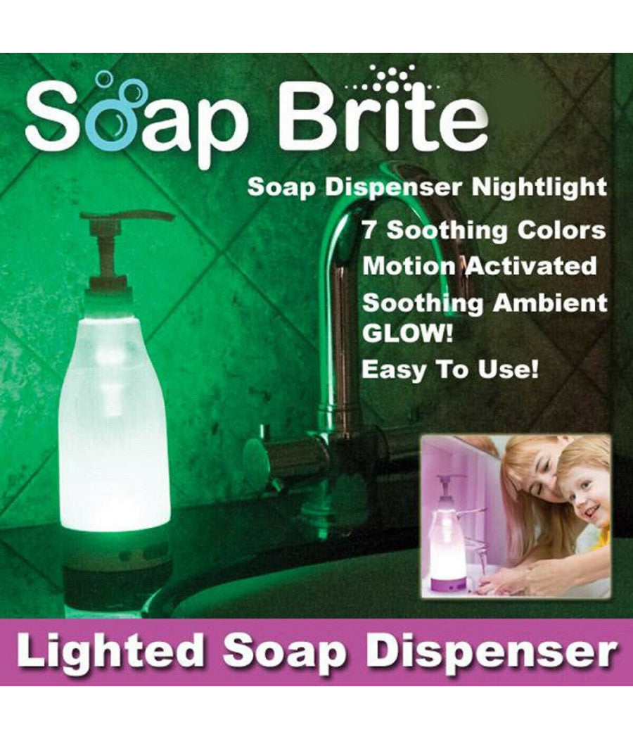 Erogatore Sapone Bottiglia Mani Soap Brite Sensore Dispenser Notturna Led Luce         