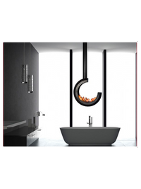 ERTA TUBE 3/4 - Biocamino Sospeso Ruotante Colore Nero Opaco