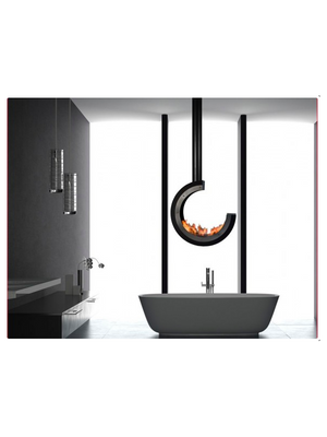 ERTA TUBE 3/4 - Biocamino Sospeso Ruotante Colore Nero Opaco