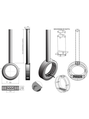 ERTA TUBE ASSYM - Biocamino Sospeso Ruotante Colore Nero Opaco